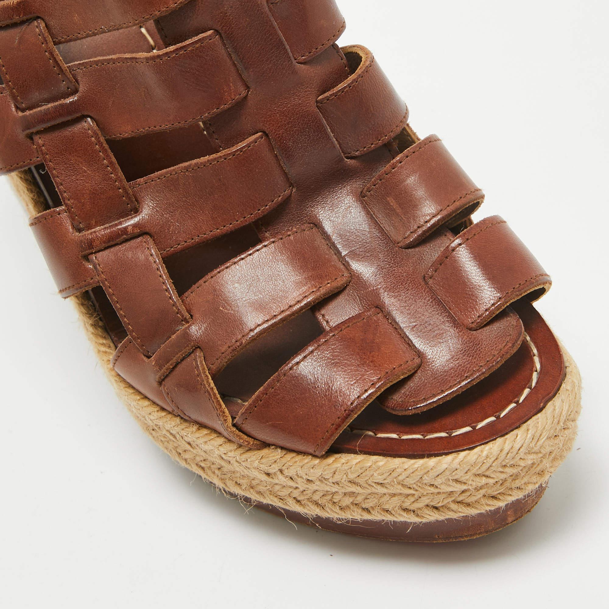 Christian Louboutin Leather Espadrille Wedge Strappy Slingback Sandals Size 39 For Sale 2