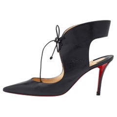 Christian Louboutin Leather Ferme Rouge Cut-Out Pointed Toe Pumps Size 40.5