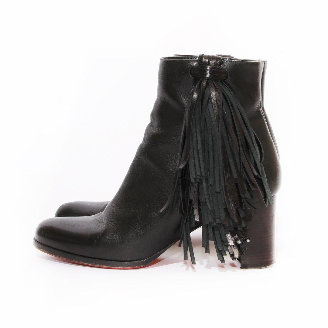 leather fringe booties