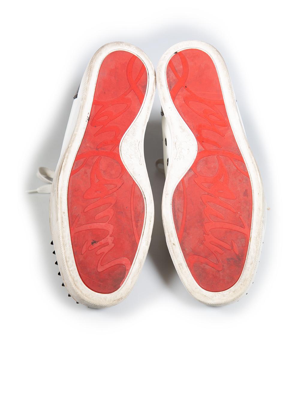 Beige Christian Louboutin Leather High-Top Trainers Size IT 42