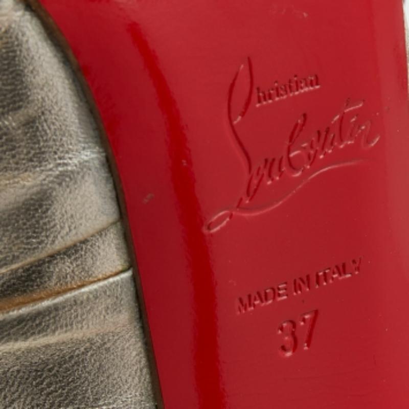 Christian Louboutin Leather Jenny Knotted Platform Slingback Sandals Size 37 For Sale 2