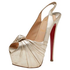 Christian Louboutin Leather Jenny Knotted Platform Slingback Sandals Size 37