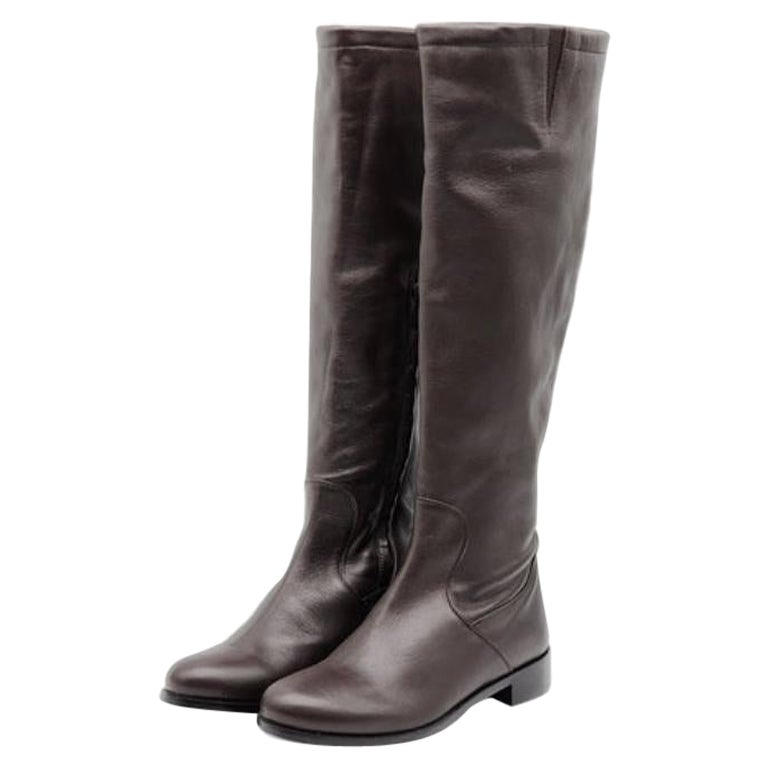 Christian Louboutin Leather Knee High Boots Leather in Brown