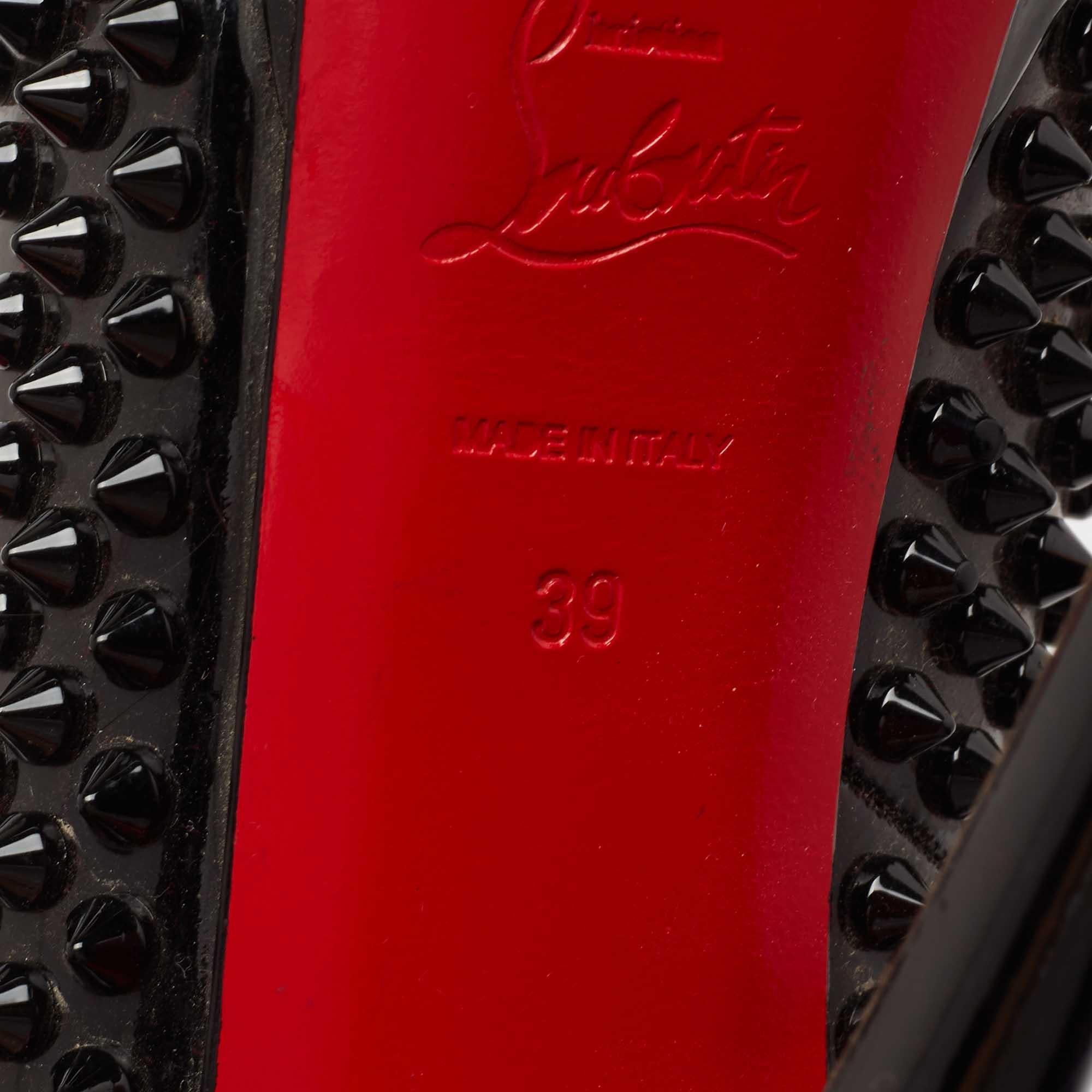Christian Louboutin Leather Lady Peep Spike Peep Toe Platform Pumps Size 39 For Sale 1