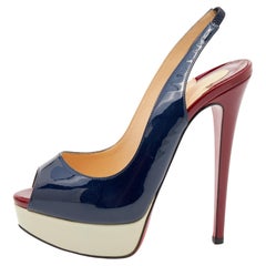 Christian Louboutin Leder Lady Peep Toe Plateau-Sandalen mit Slingback Größe 36,5