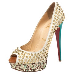 Christian Louboutin Leder Lady Peep-Toe Spikes Plateau-Pumps Größe 37