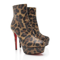 Christian Louboutin Leather Leopard Bianca Platform Boots