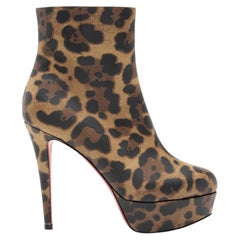 Christian Louboutin Leather Leopard Bianca Platform Boots