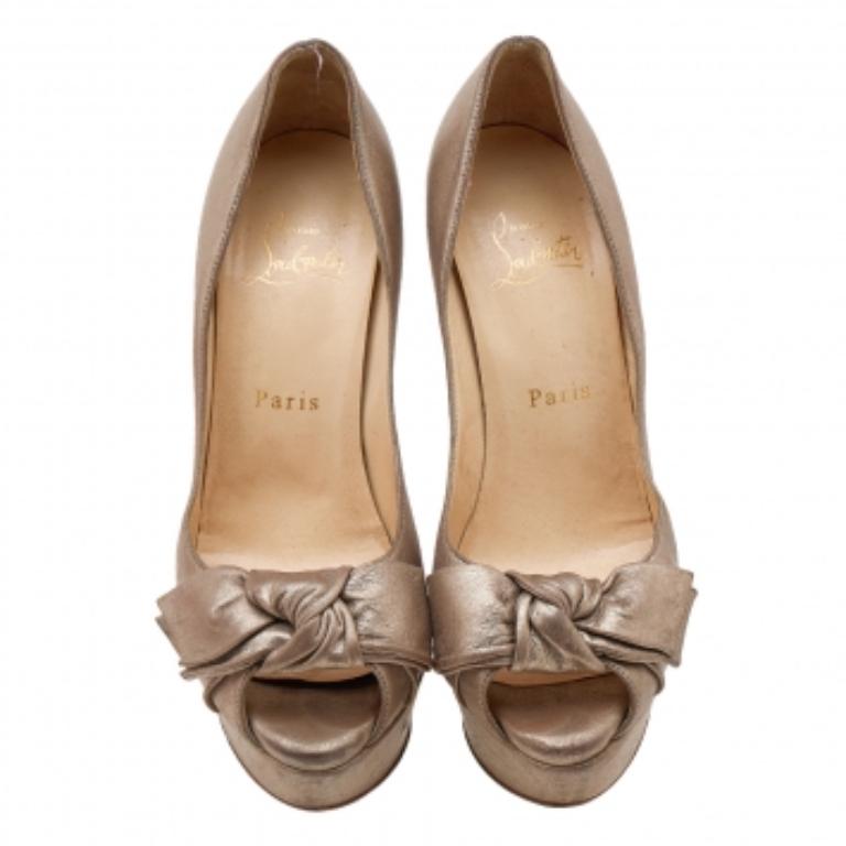 De las mujeres Christian Louboutin Cuero Madame Butterfly Peep Toe Plataforma Bombas Tamaño 36.5 en venta