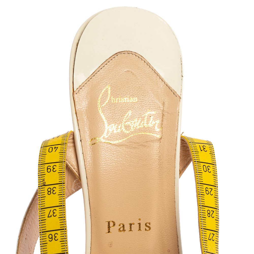 Christian Louboutin Leather Measuring Tape Ankle Strap Sandals Size 37 In Good Condition In Dubai, Al Qouz 2