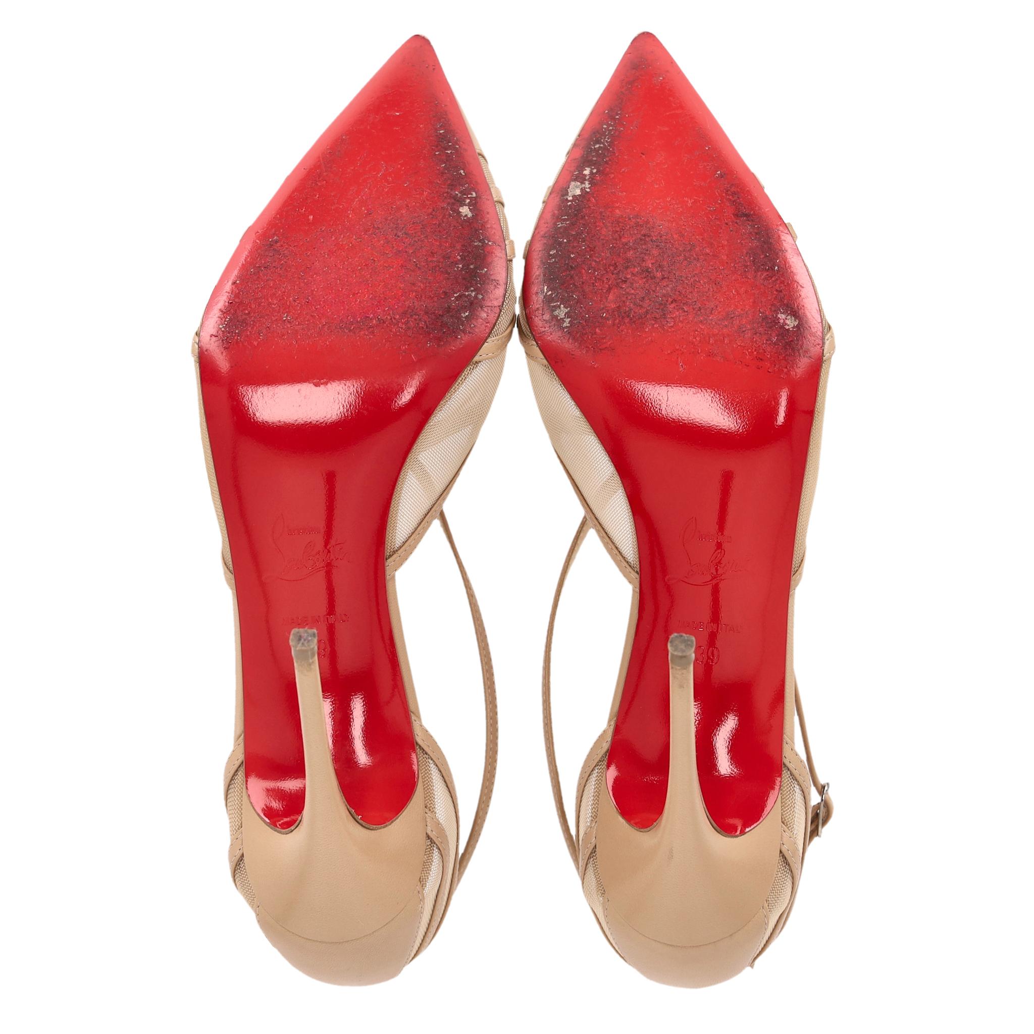 Christian Louboutin - Tacchi Theodorella in pelle e mesh in vendita 1