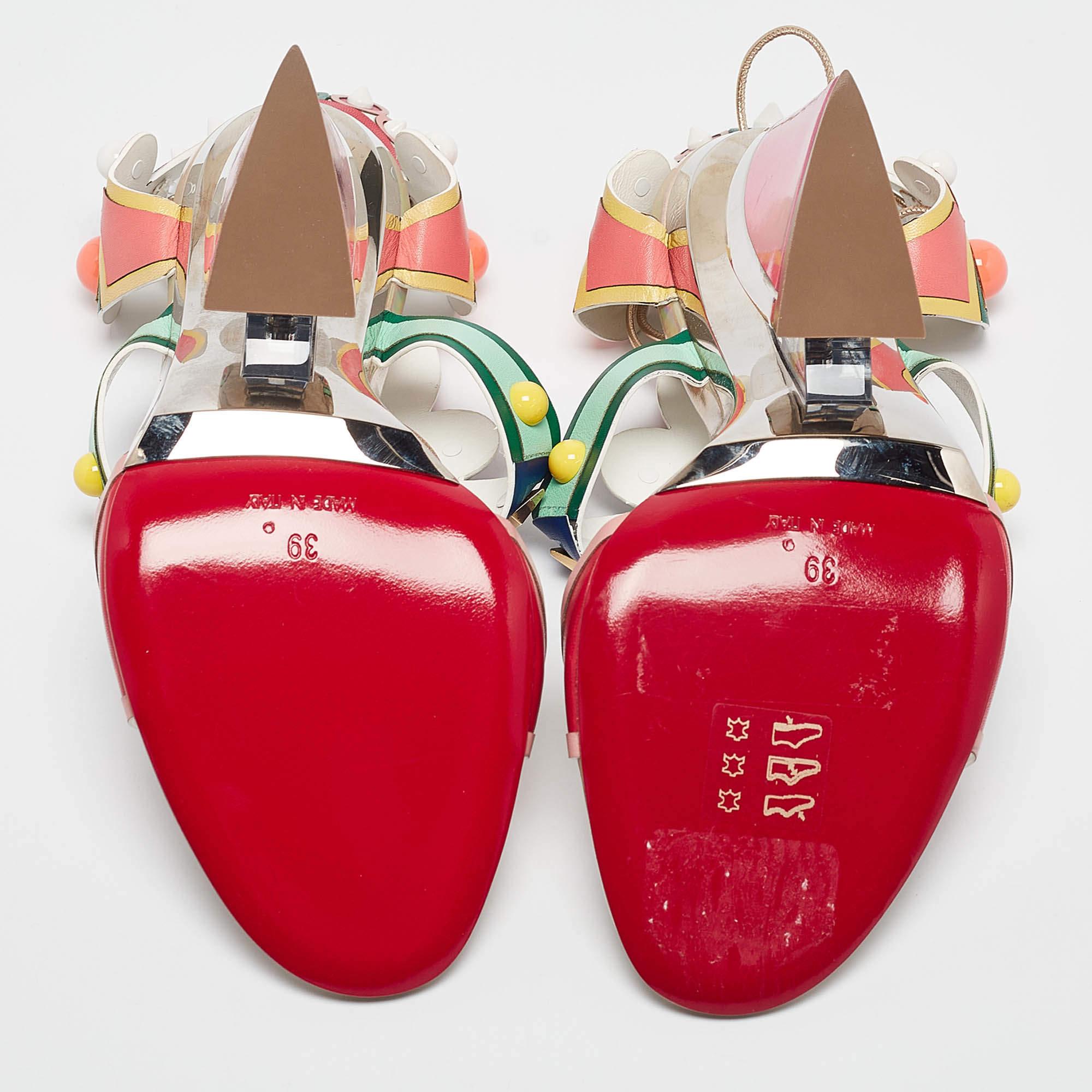 Christian Louboutin Leather Papagaya Levita Wedge Ankle-Wrap Sandals Size 39 1