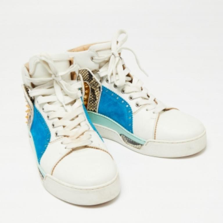 Christian Louboutin Leder Python geprägte Louboukick High Top Turnschuhe Größe 40 im Angebot 1