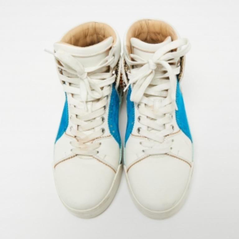 Christian Louboutin Leder Python geprägte Louboukick High Top Turnschuhe Größe 40 im Angebot 3