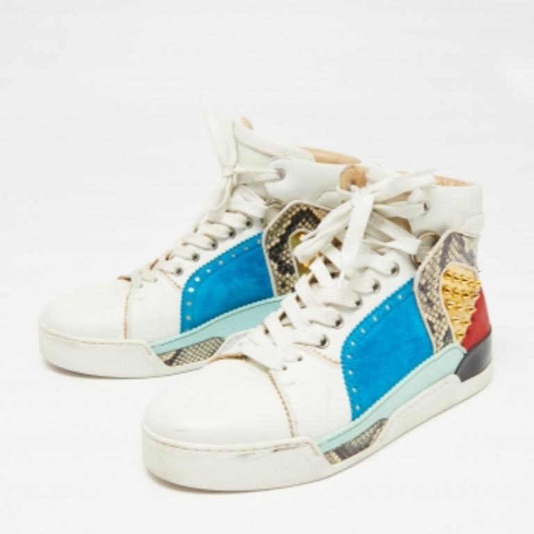 Christian Louboutin Leder Python geprägte Louboukick High Top Turnschuhe Größe 40 im Angebot 4