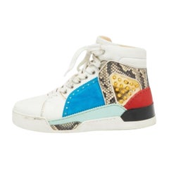 Christian Louboutin Leather Python Embossed Louboukick High Top Sneakers Size 40