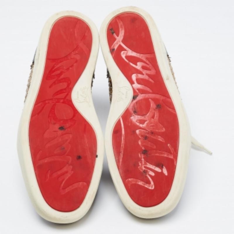 Christian Louboutin Leder & Python Rantus Orlato High Top Turnschuhe Größe 39,5 (Braun) im Angebot