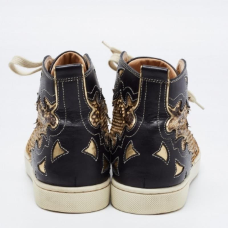 Christian Louboutin Leder & Python Rantus Orlato High Top Turnschuhe Größe 39,5 Damen im Angebot