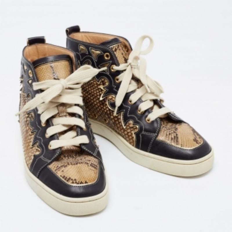 Christian Louboutin Leder & Python Rantus Orlato High Top Turnschuhe Größe 39,5 im Angebot 2
