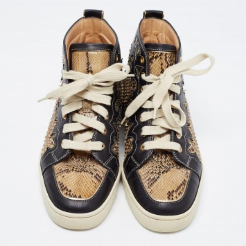 Christian Louboutin Leder & Python Rantus Orlato High Top Turnschuhe Größe 39,5 im Angebot 3