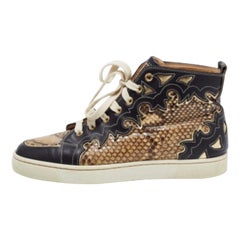 Christian Louboutin Leather & Python Rantus Orlato High Top Sneakers Size 39.5