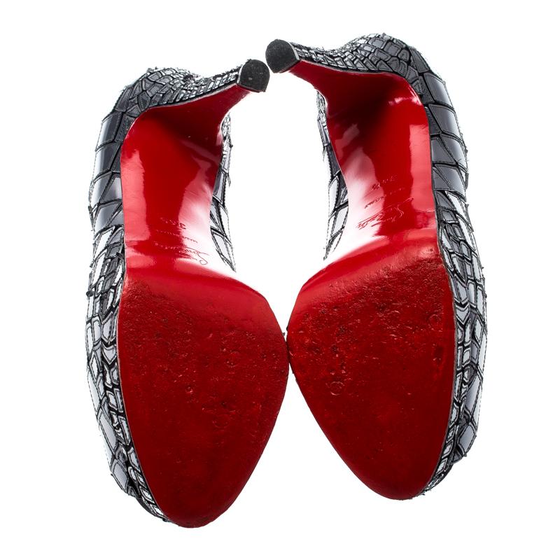 Christian Louboutin Pumps Peep Toe 'Sobek 140' in pelle/satinato misura 36,5 1