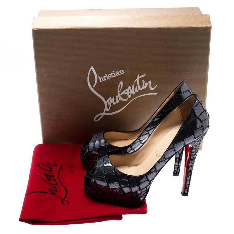 Christian Louboutin Pumps Peep Toe 'Sobek 140' in pelle/satinato misura 36,5 3