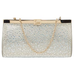 Christian Louboutin Leather Small Crystal Embellished Moonlight Palmette Clutch