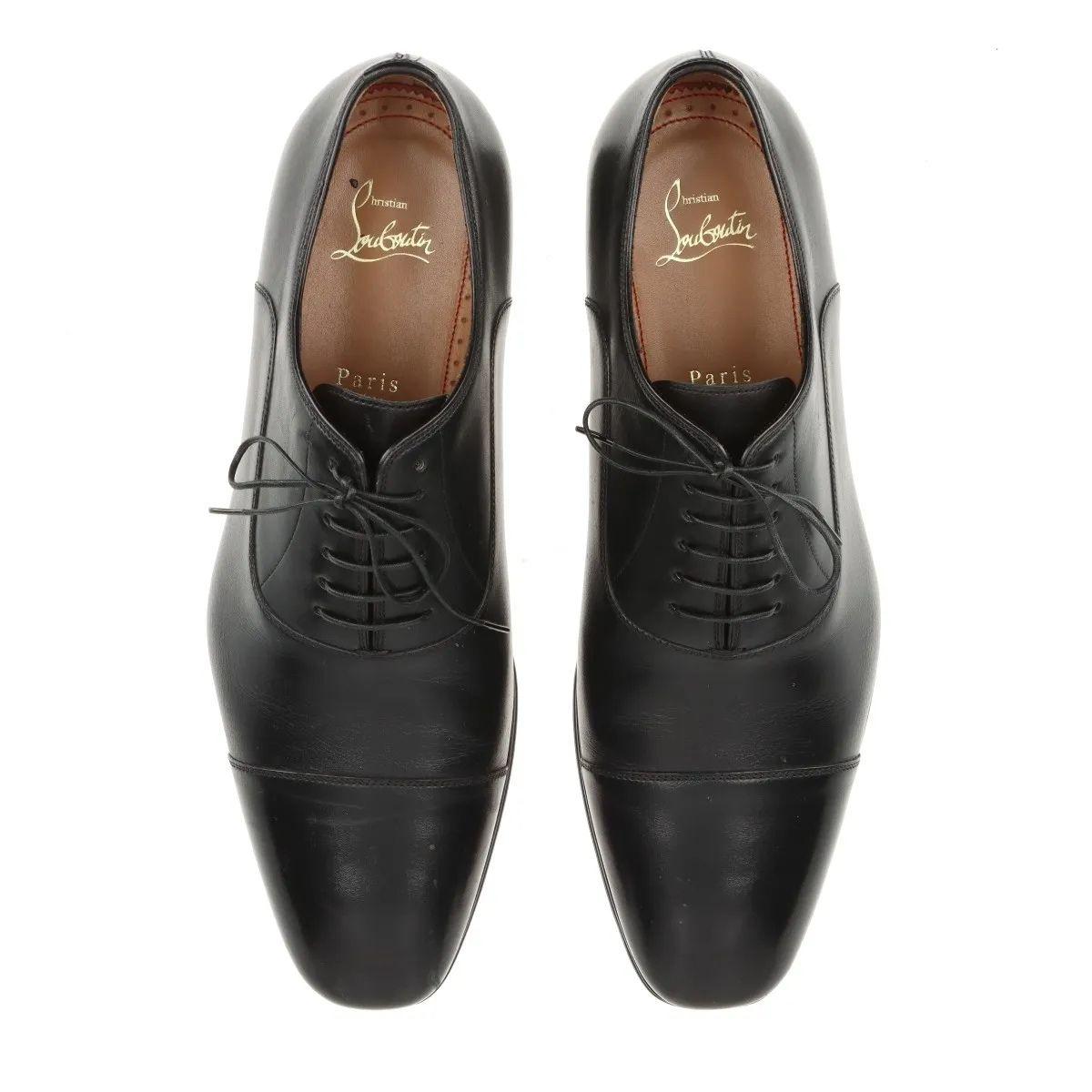 Christian Louboutin Leather Straight Tip Shoes Men's Black For Sale 5