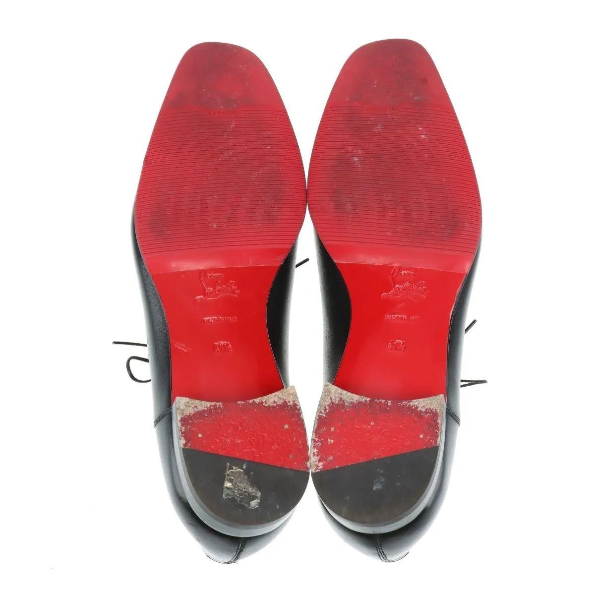 Christian Louboutin Leather Straight Tip Shoes Men's Black For Sale 6