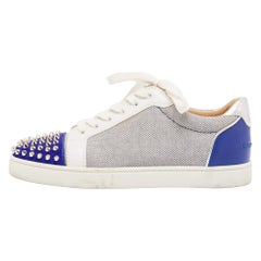 Christian Louboutin Leather Suede Louis Junior Spikes Low Top Sneakers Size 41