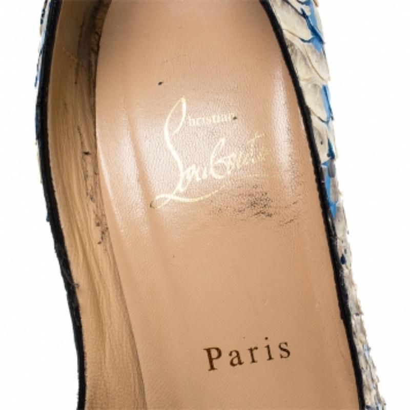 Christian Louboutin Cuir Troca Altareva Lady Peep Toe Platform Pumps Size 38 en vente 2