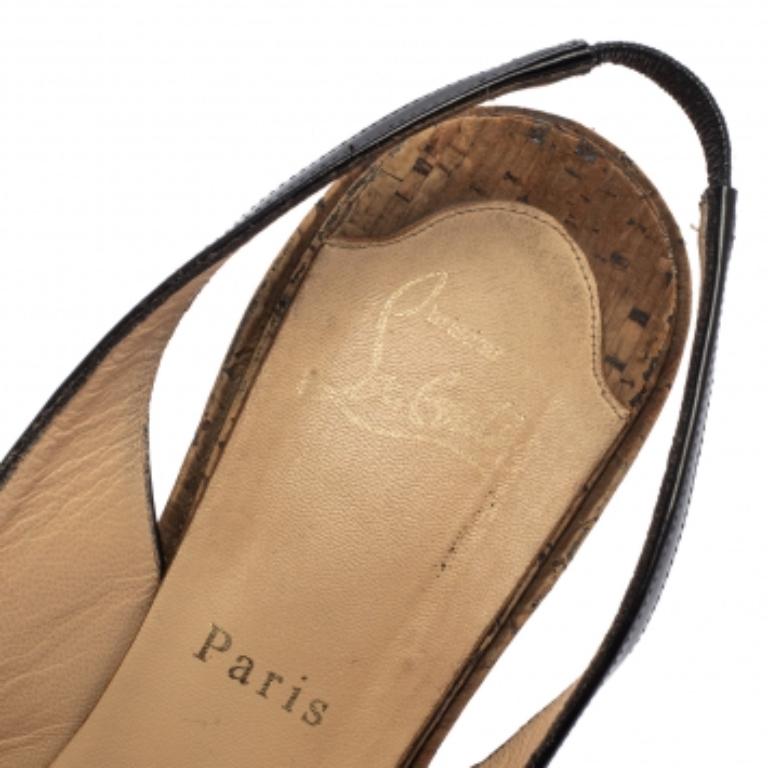 Christian Louboutin Chaussures à talons compensés Une Plume à bout ouvert en liège, taille 41 1