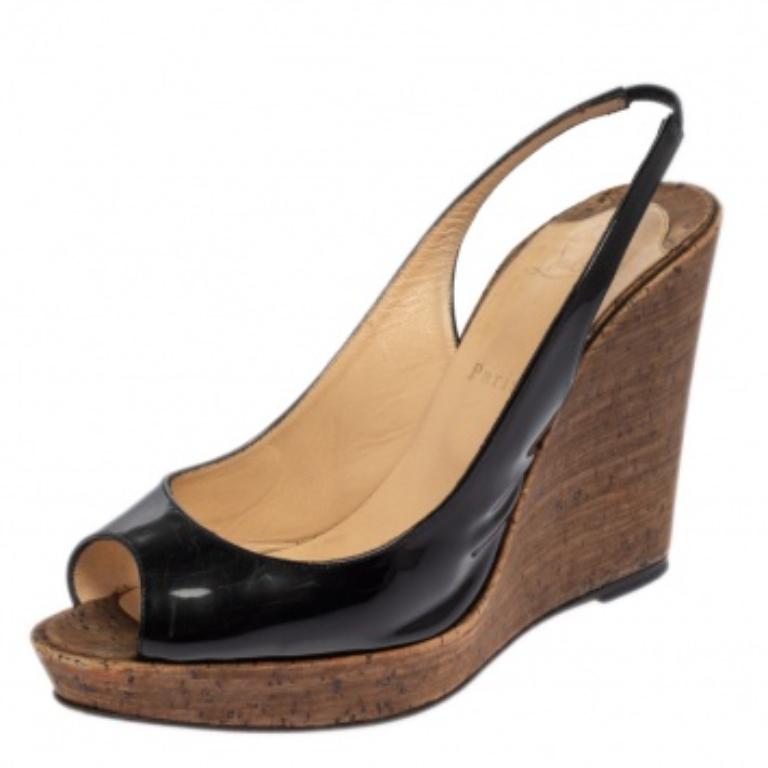 Christian Louboutin Chaussures à talons compensés Une Plume à bout ouvert en liège, taille 41 3