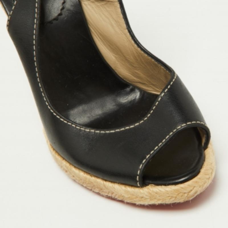 Christian Louboutin Leder Sie Liebe Espadrille Keil Slingback Sandalen Größe 37 (Braun) im Angebot