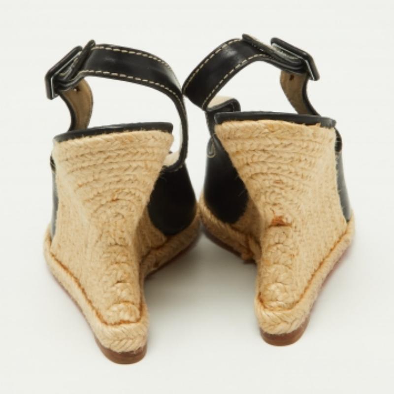 Christian Louboutin Leder Sie Liebe Espadrille Keil Slingback Sandalen Größe 37 im Angebot 1