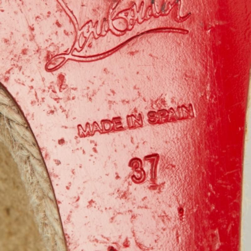 Christian Louboutin Leder Sie Liebe Espadrille Keil Slingback Sandalen Größe 37 im Angebot 2