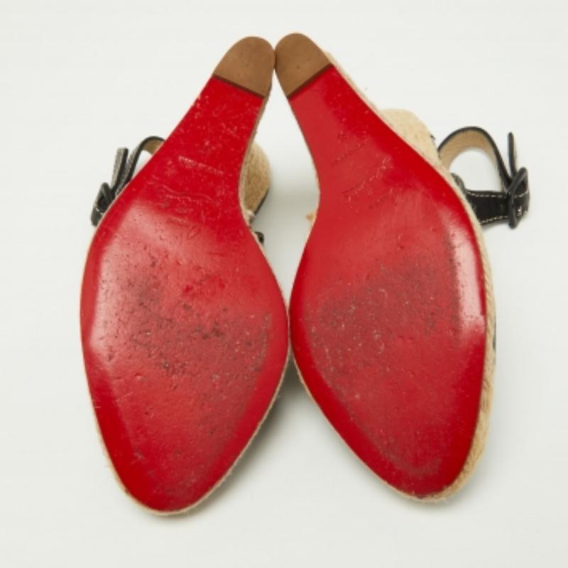 Christian Louboutin Leder Sie Liebe Espadrille Keil Slingback Sandalen Größe 37 im Angebot 3