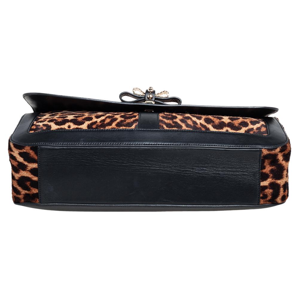 Black Christian Louboutin Leopard Calf hair and Leather Sweet Charity Shoulder Bag