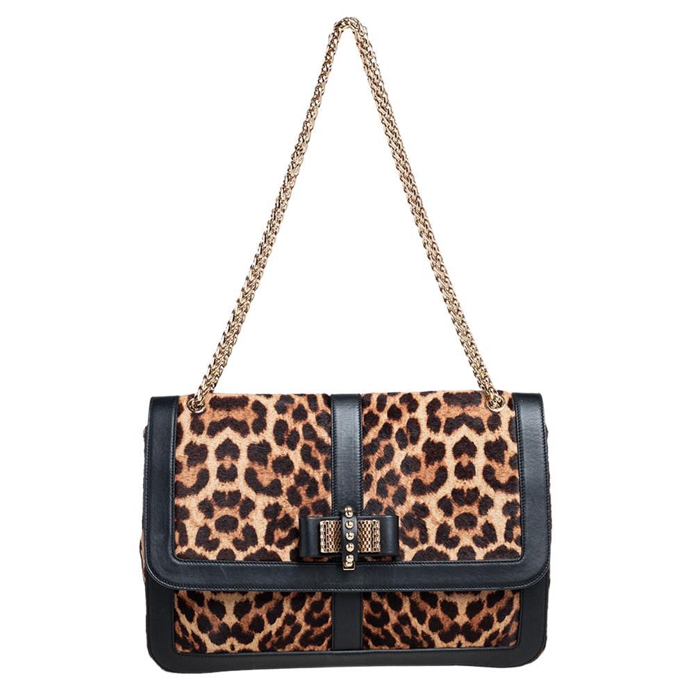 Christian Louboutin Leopard Calf hair and Leather Sweet Charity Shoulder Bag