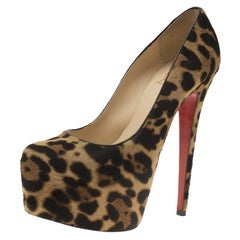 Christian Louboutin Leopard Hair-On Daffodile Platform Pumps Size 37.5