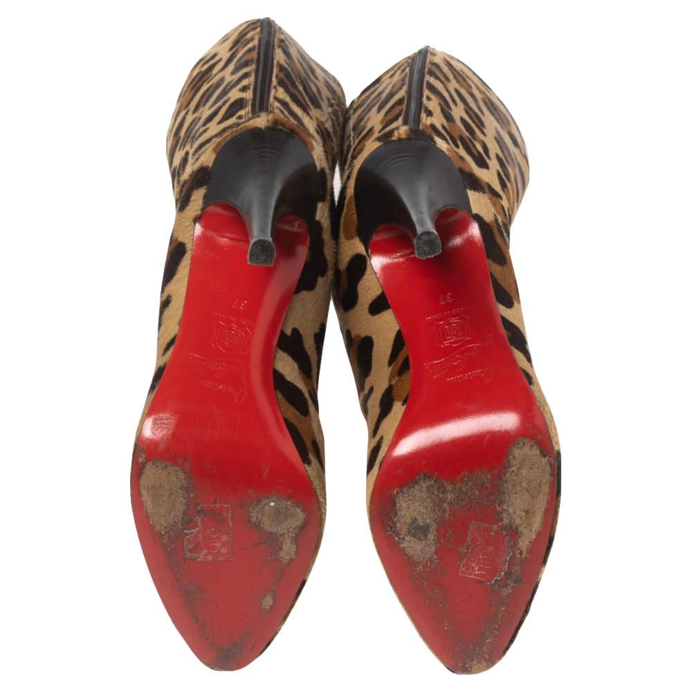 Christian Louboutin Leopard Pony Hair Fifi Botta Knee Boots Size 37 For Sale 2