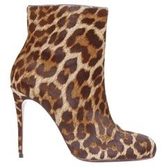 CHRISTIAN LOUBOUTIN leopard print calf hair high stiletto heel ankle boots EU38