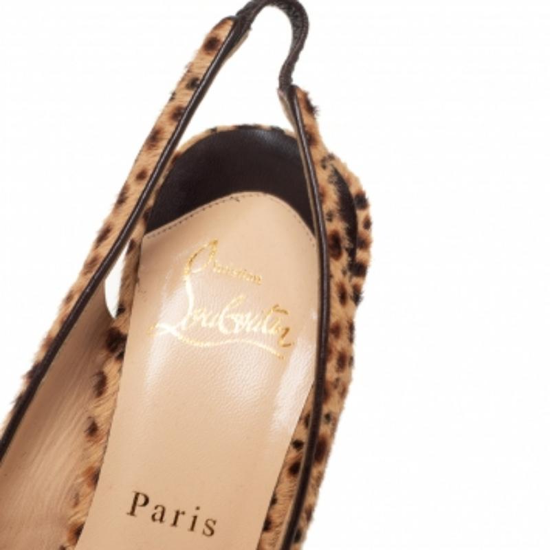 De las mujeres Christian Louboutin Bombas Jenny Slingback de pelo de becerro con estampado de leopardo Talla 37.5 en venta