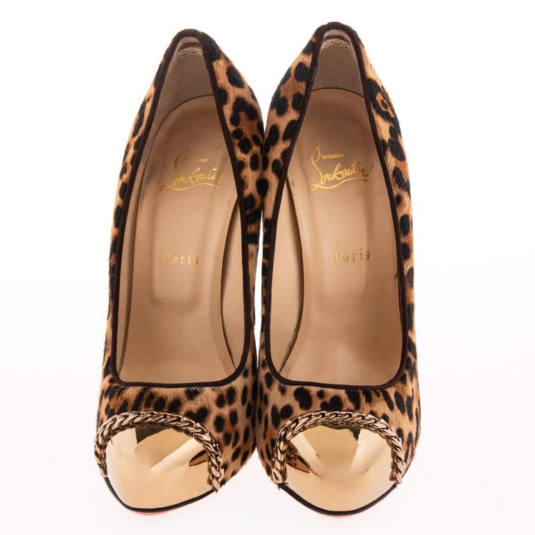 Christian Louboutin Leopard Print Calf Hair Luxor Metalipp Pumps