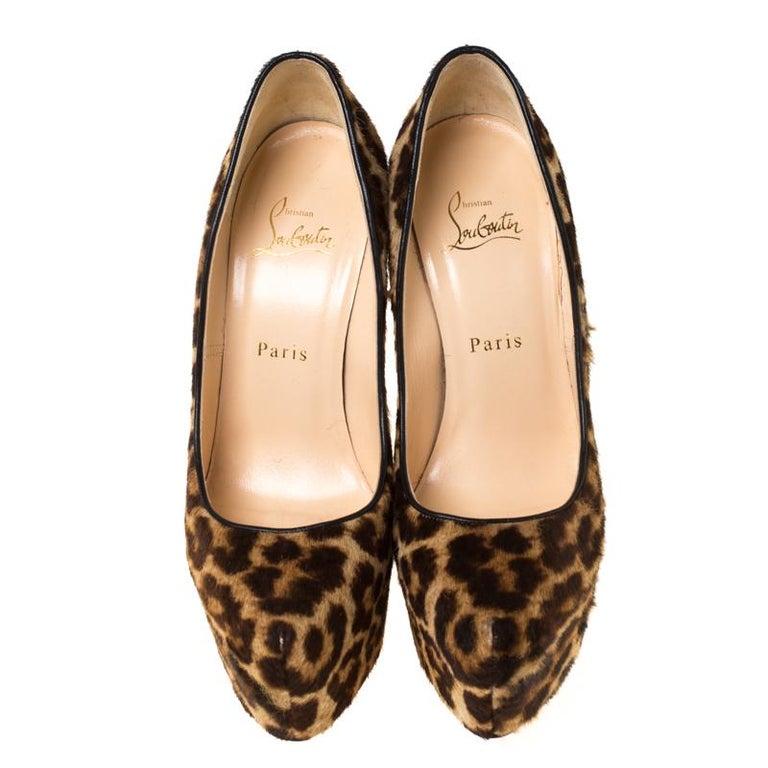 Christian Louboutin Leopard Print Calfhair Daffodile Pumps Size 38.5 at ...