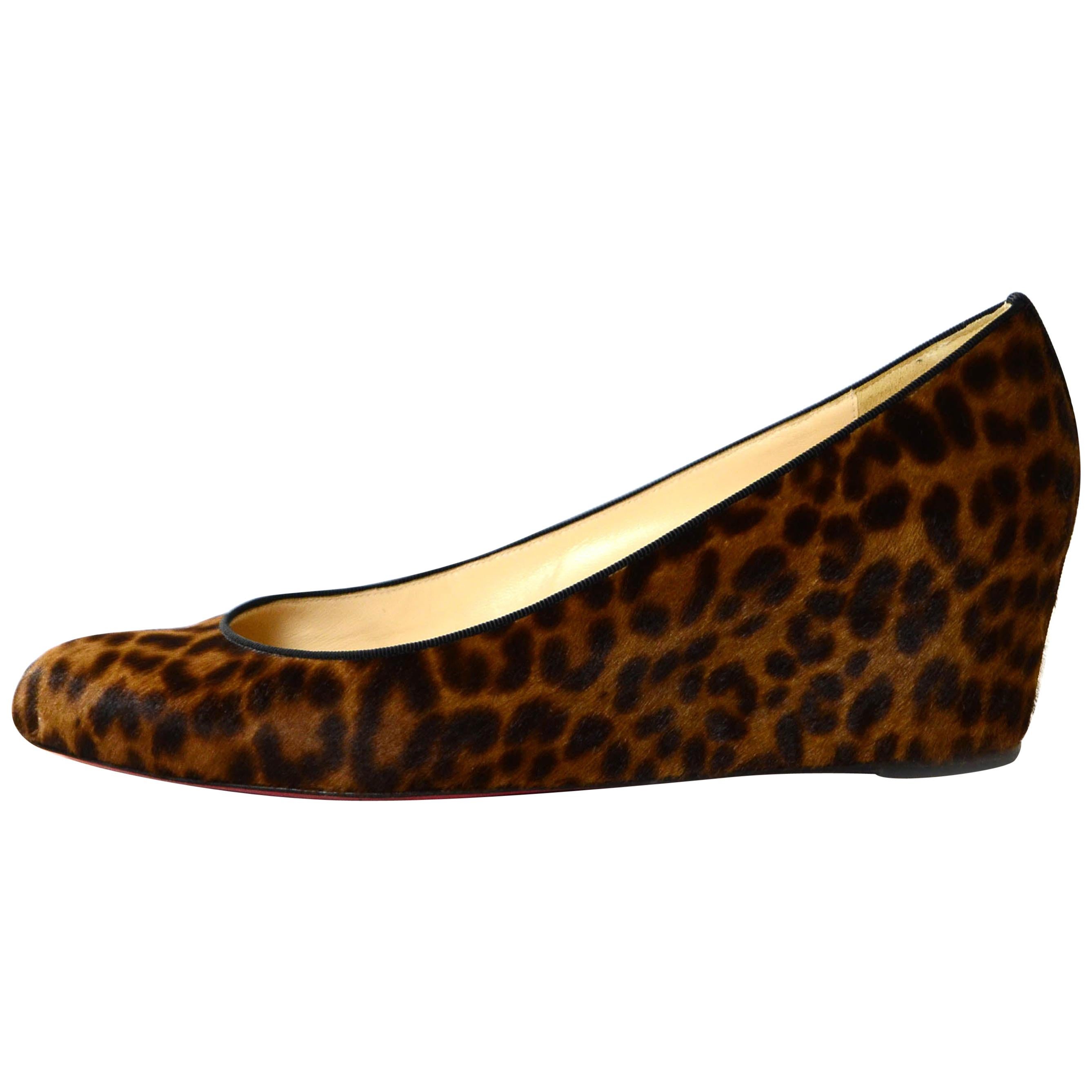 Christian Louboutin Leopard Print Calfhair Melissa Wedge sz 41