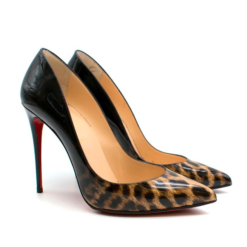 Christian Louboutin Stiletto heels

-Featuring a patent shiny finish 

- Leopard print on the toes with a fading effect turning into black half way

-Red bottoms statement with rubber sole for better wear

- Heel size: 12 inches 

- Heel size: 12cm