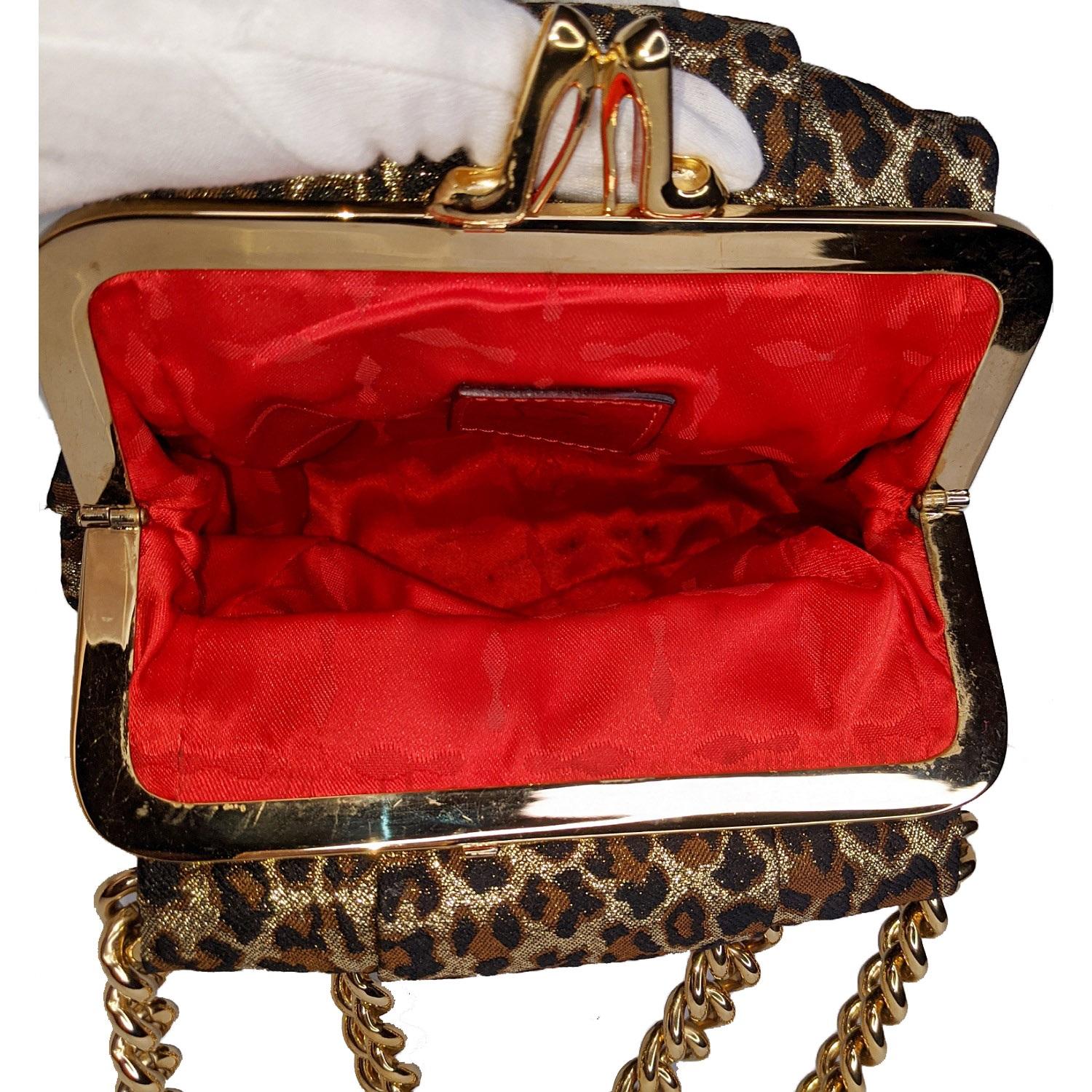 Christian Louboutin Leopard Print Frame Yoyo Clutch Bag In Excellent Condition In Scottsdale, AZ