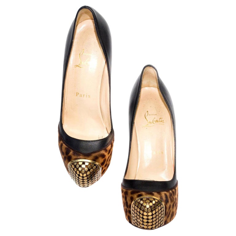 Christian Louboutin Leopard Print High Heels with Gold Studded Toes For  Sale at 1stDibs | christian louboutin leopard heels, gold louboutin heels, christian  louboutin gold